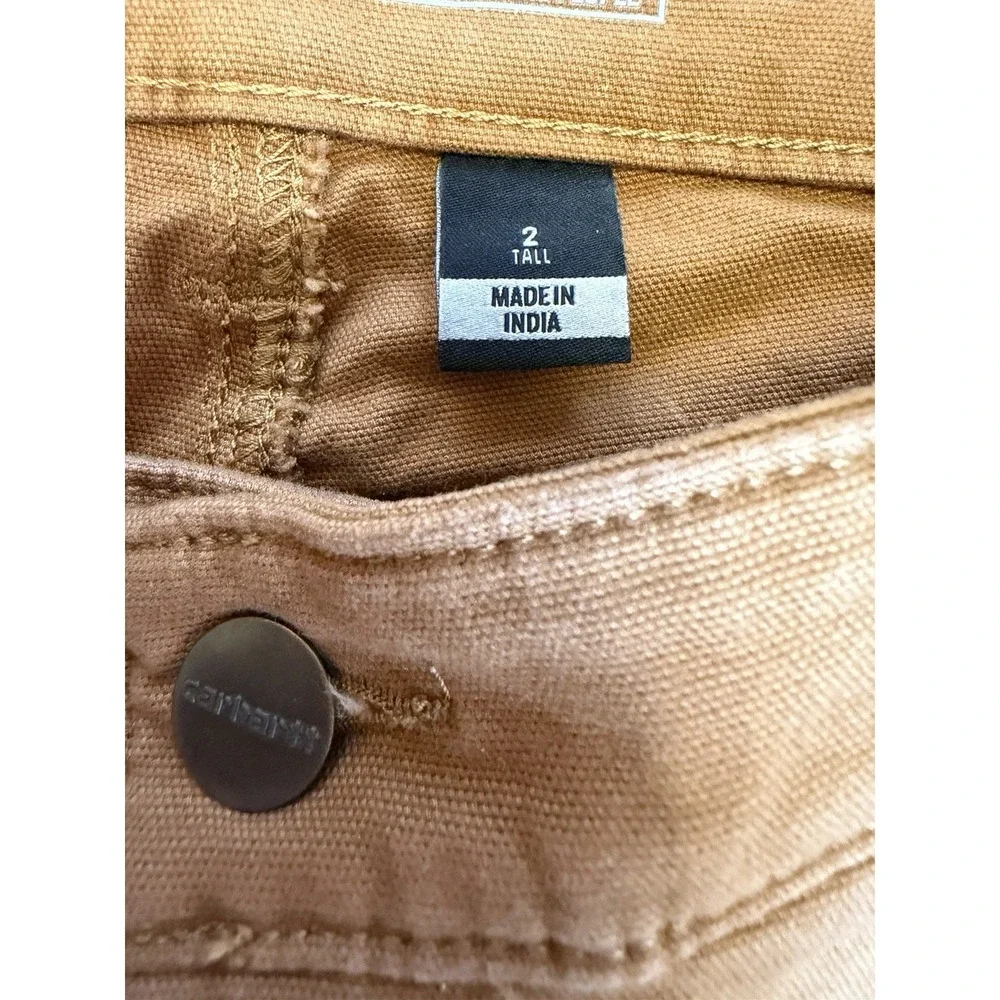 Carhartt double knee Duck Jeans carpenter Women's Sz 2 Tall rugged relaxed fit - Picture 5 of 10